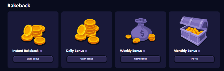 Roobet rakeback and recurring rewards